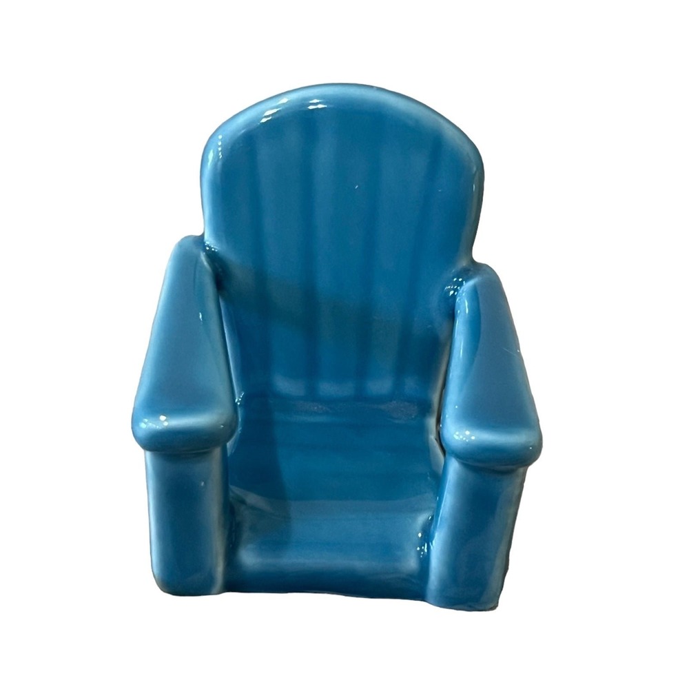 Retired Early Nora Fleming Mini Chillin Blue Adirondack Chair Platter Charm 2.25